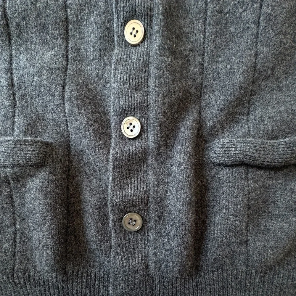 Vintage Club Room Mens Gray 100% Lambswool V-Neck Cardigan Sweater Sz Large